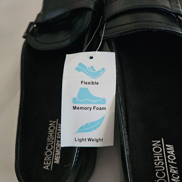 Aerocushion Memory Foam Women's Black Leather Open Back Slip-On Shoe 10M NWOB - Picture 11 of 11